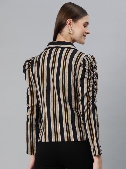 Buy Black Satin Silk Oversize Notched Lapel Handwoven Striped Jacket For  Women by Mimamsaa Online at Aza Fashions.