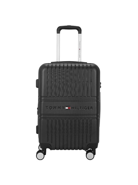 Tommy Hilfiger Stanford Black Textured Hard Medium Trolley Bag - 43 cm-image-34