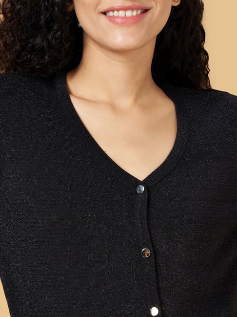 Buy Annabelle by Pantaloons Black Plain Cardigan for Women Online