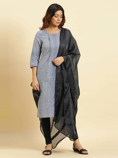 W Blue Embroidered Dupatta-picture-11