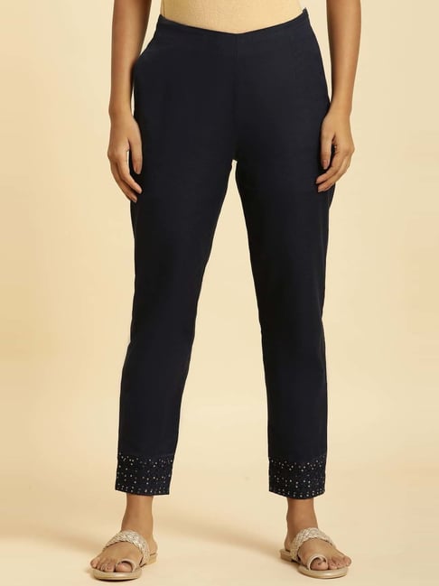 Buy W Black Embellished Slim Pants for Women Online @ Tata CLiQ