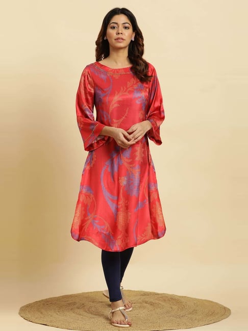 W Red Printed A Line Kurta-picture-23