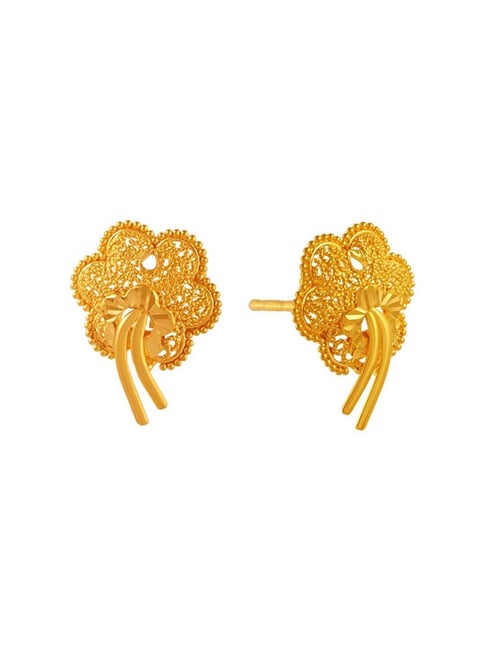 Buy Chandra Jewellers 22k Gold Delicate Flower Shape Earrings