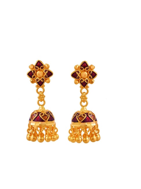 Gold Color Meenakari Earrings (MKE1765GLD)