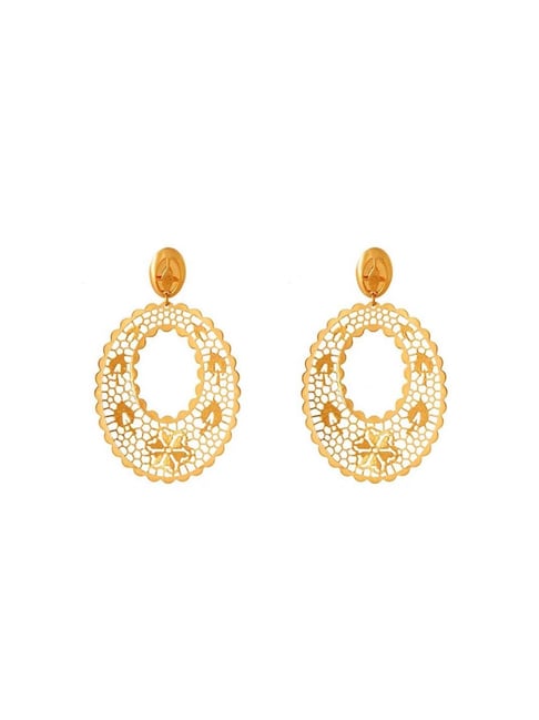Kord Store Flowing Flower Lct Stone Gold Plated Chand Bali Earring For Women