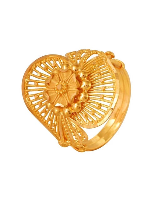Chandra Jewellers 22k Gold Floral Mesh Finger Cluster Ring for Women