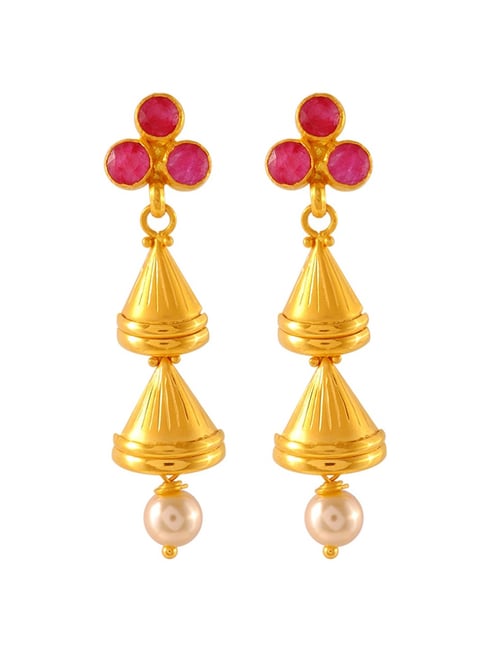 22K Gold Jhumkas (Buttalu) - Gold Dangle Earrings with Beads (Temple  Jewellery) - 235-GJH2274 in 43.450 Grams