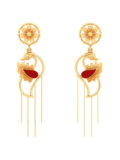 P.C. Chandra Jewellers 22k Gold Swan Motif Dangler Earrings-picture-48