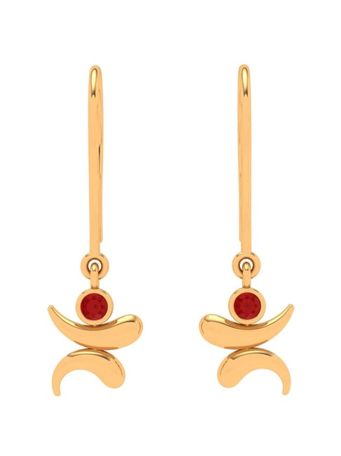 P.C. Chandra Jewellers 18k Gold Premium Quality Lord Ganesha Red Gemstone Drop Earrings-picture-15