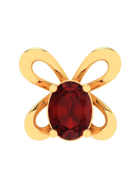 P.C. Chandra Jewellers 18k Gold Butterfly Shaped Red Stone Nosepin-picture-12