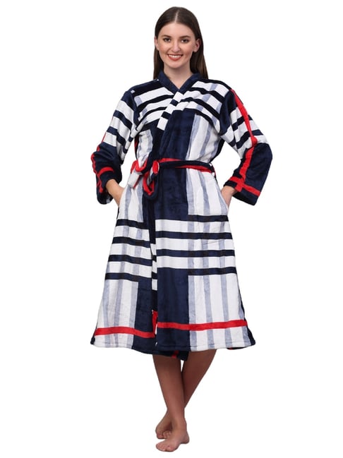 Klotthe Printed Multicolor 210 GSM Cotton Bath Robe with Belt