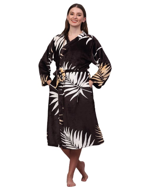 Klotthe Printed Multicolor 210 GSM Cotton Bath Robe with Belt