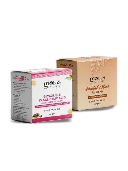 Globus Naturals Glycolic & 1% Salicylic Acid Pimple Clear & Bridal Glow Facial Kit Combo-picture-47