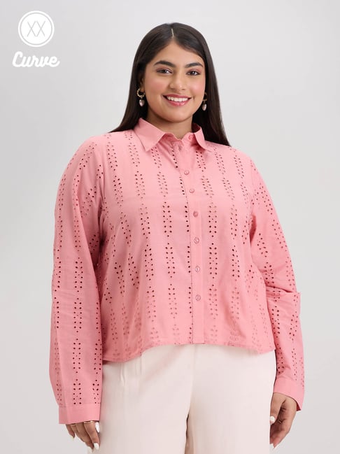 Buy Twenty Dresses Curve Pink Embroidered Shirt for Women's Online