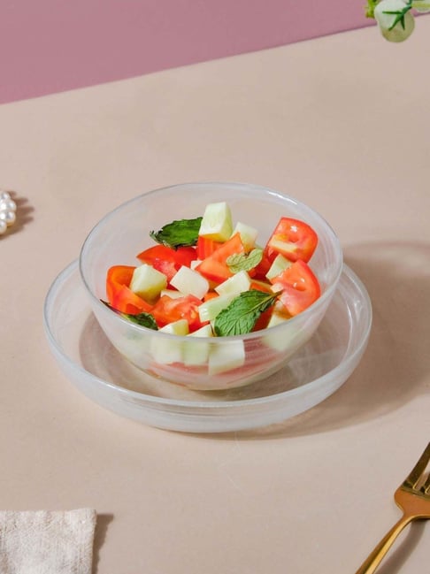 Buy Nestasia Food-Safe Intricate Glass Serving Bowl and Plate Set