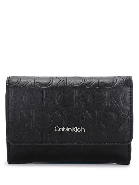 Buy CALVIN KLEIN Black Logo Medium Tri-Fold Wallet for Women