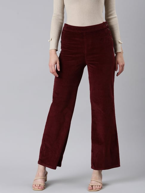 Paper bag trousers - Burgundy - Ladies | H&M IN