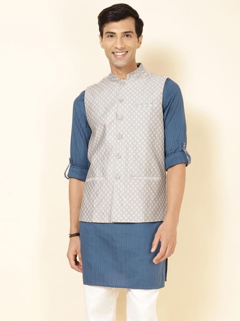 Buy Wool Tweed Nehru Jacket for Men Online at Fabindia | 10708192