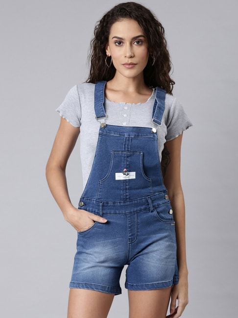 Only oversized denim dungarees in mid blue | ASOS-sgquangbinhtourist.com.vn