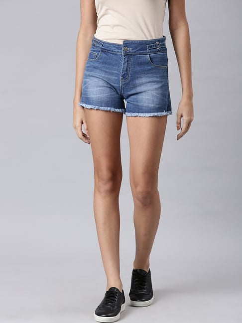 showoffff SHOWOFF Blue Denim Slim Fit Shorts-picture-25