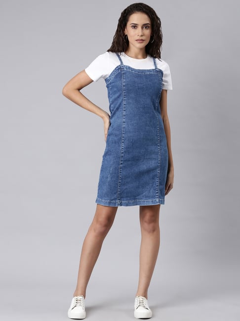 TOMMY HILFIGER Womens Denim Dungaree Dress UK 10 Small Blue Cotton |  Vintage & Second-Hand Clothing Online | Thrift Shop