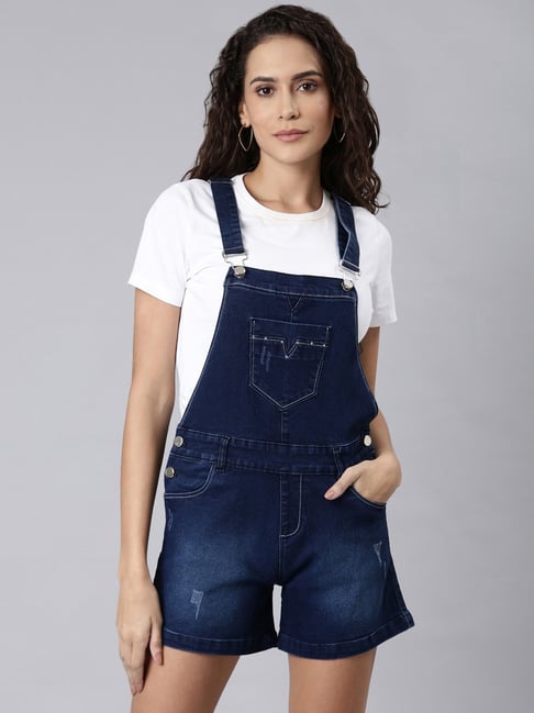 Relaxed Fit Fabric Interest Denim Overalls | boohooMAN USA