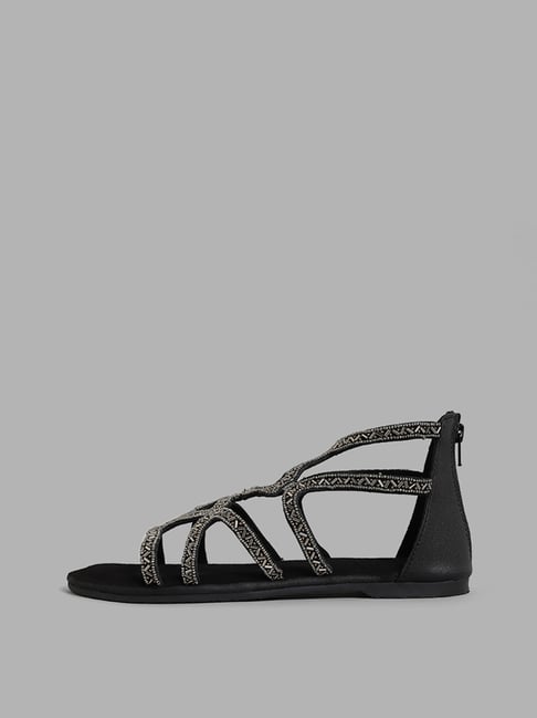 Ochotoros Chunky Heel Women's Rhinestone Sandals in Black - Walmart.com