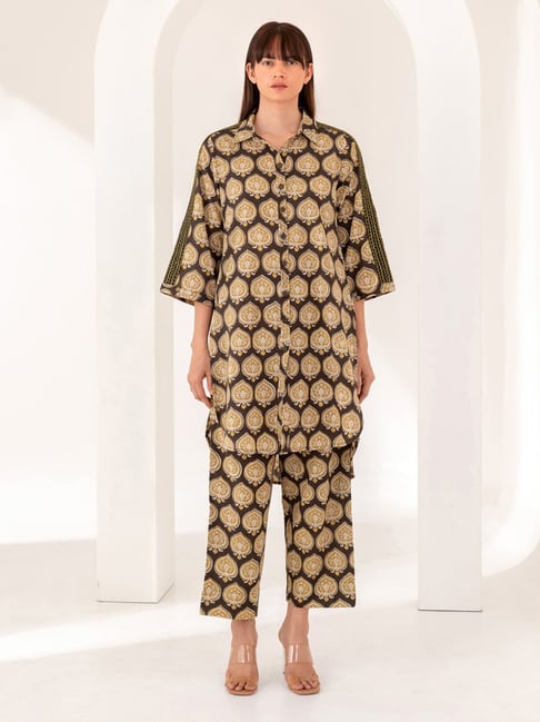 Kameez By Pooja Brown Shirt with Pant-picture-35