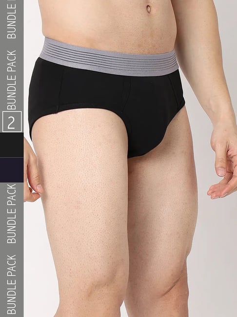 Buy UnderJeans by Spykar Navy & Black Briefs - Pack of 2 for Men's Online @  Tata CLiQ