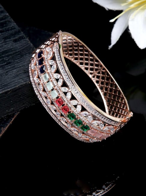 Buy Ratnavali jewels American Diamond Gold Plated Golden Champagne CZ Diamond  Bangles for Women and Girls Online at Best Prices in India - JioMart.