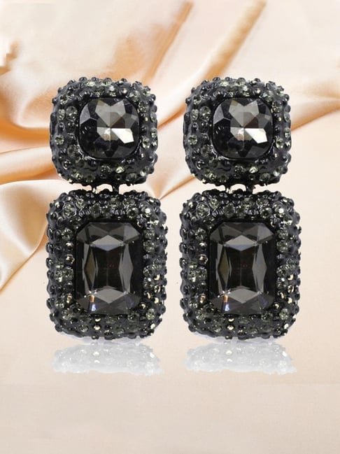 Buy Swarovski Millenia earrings, Round cut crystal, Black, Rhodium plated