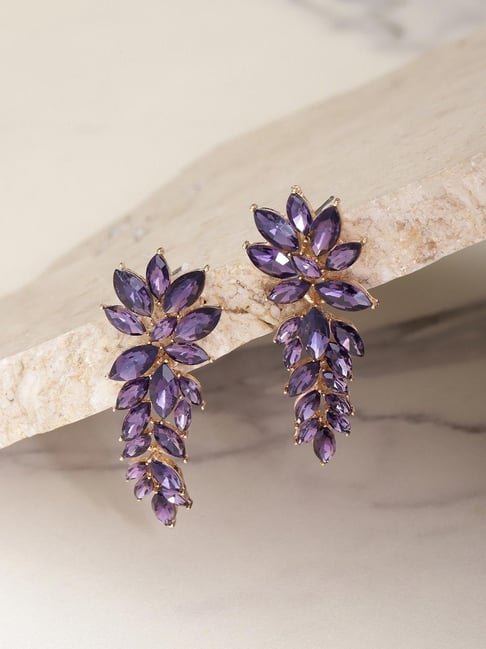 Buy Appealing Diamond and Purple Gemstone Earrings Online | ORRA