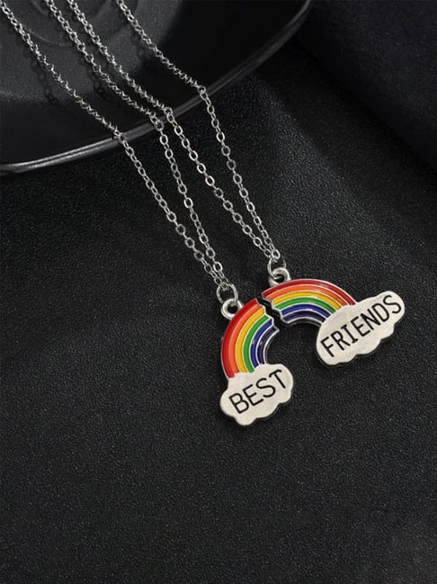 2-color Fashion Best Friend Necklace Strawberry Charm Enamel Pendant BFF  Magnetic Necklace Gift for Kids