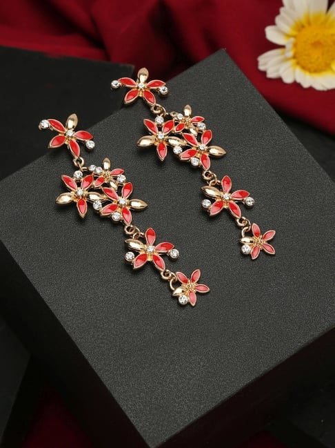 Red flower earrings – Eight Acorns Floral Preservation