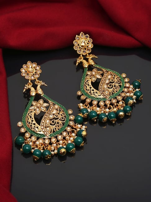 Buy Zaveri Pearls Enamelling Sea Green Multistrand Pearls & Kundan Dangle  Earring - ZPFK7383 Online