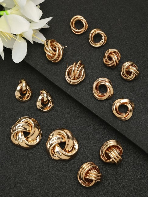 Buy YouBella Contemporary Golden Golden Stud Earrings for Women