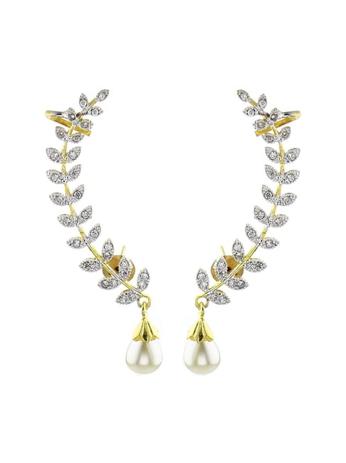 YouBella Golden White Ear Cuff Earrings for Women-picture-17