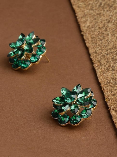 1.50 Ct. Green Onyx Solid 10k Yellow Gold Stud Earrings