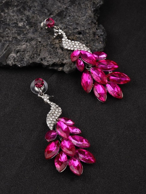 Buy Dark Pink Antique Polki Earrings Online  Orniza