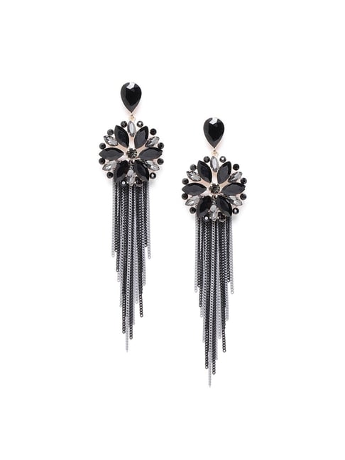 The Rosa Silver Marcasite Earrings (Black) — KO Jewellery