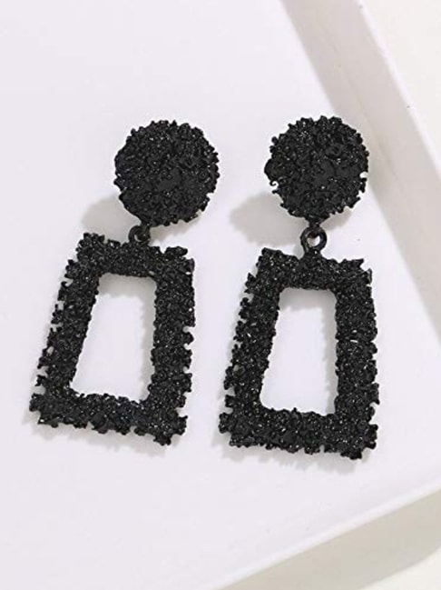 Buy Attractive Black Crystal Earrings Gold Plated Black Beads Stud Earring  for Women