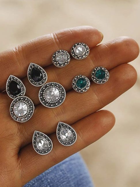 Cheap Crystal Stud Earrings Set 12 Pairs Trendy Square Ball Heart Small  Earrings Women Christmas Earring | Joom