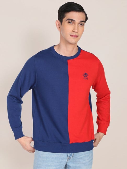 U.S. Polo Assn. Navy & Red Cotton Regular Fit Colour Block Sweatshirt-picture-41