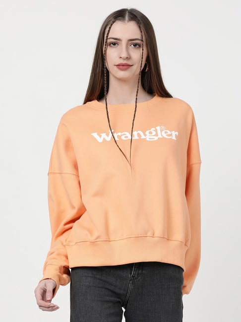Wrangler Orange Cotton Graphic Pullover-picture-18