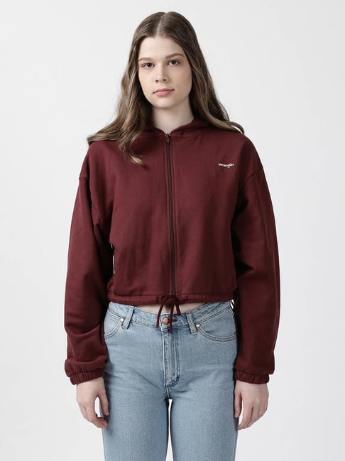Wrangler Maroon Cotton Front-Open Hoodie-picture-48