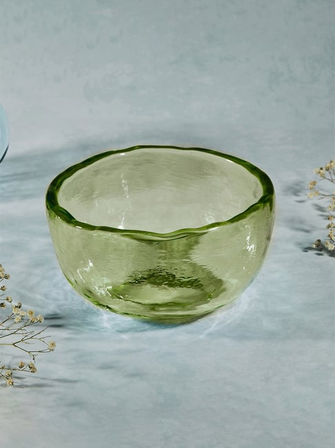 Buy Fabindia Home Green Glass Serving Bowl (700 ml) at Best Price