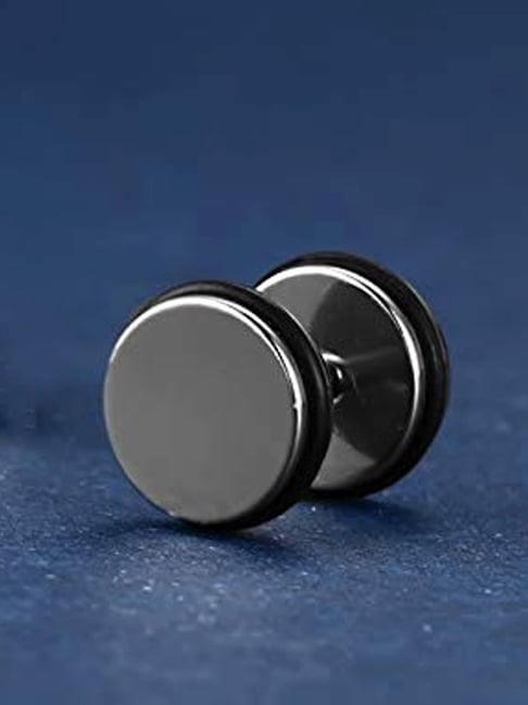 Buy Kairangi By Yellow Chimes Black Stainless Steel Dumbbell Stud Hoops Earrings  For Men And Women - 3.15 Inches (Pair Of 2) Online at Best Prices in India  - JioMart.