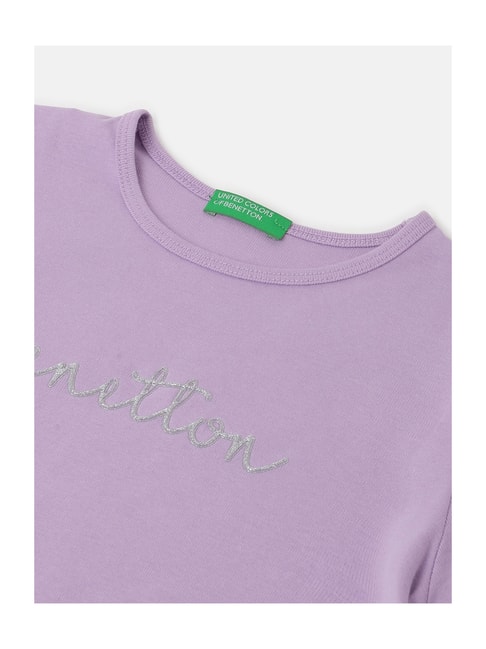 Colors Full T-Shirt Benetton Kids Printed Sleeves United Purple of
