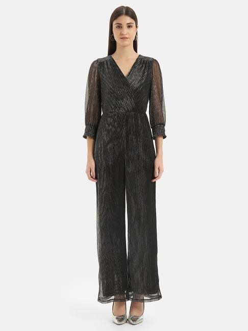 Kazo Black Silver Overlap Jumpsuit