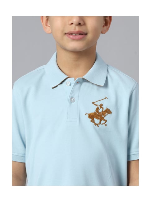 Beverly Hills Polo Club Kids Sky Blue Solid Polo T-Shirt
